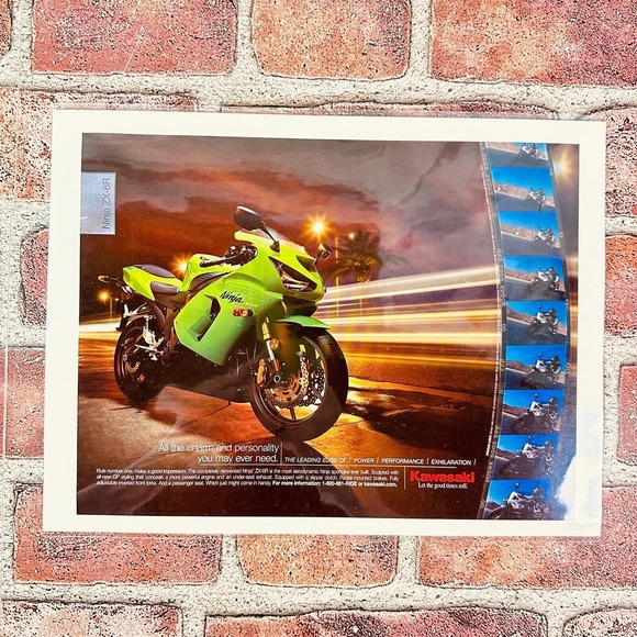 2005 Kawasaki Motorcycle Green Ninja ZX-6R Original Vtg‎ PRINT AD Mini-Poster - Picture 1 of 9
